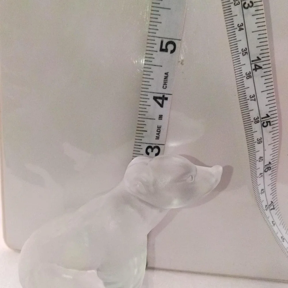 Vintage Crystal Frosted Glass Polar Bear Figurine 3